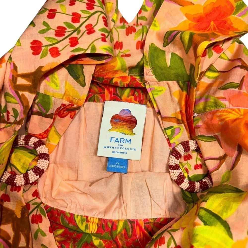 Farm Rio Orange Tropical Tiered Maxi Dress Women’s XS - Picture 5 of 8